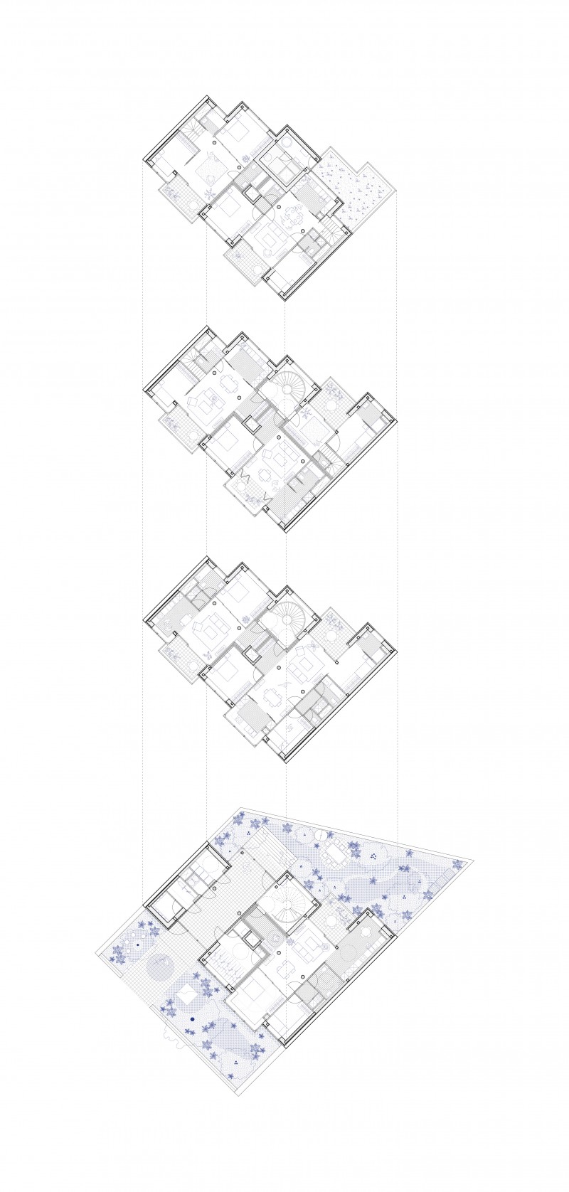 23(03) A SET OF APARTMENTS_GEOMETRALE_AXONOMETRIE_ECLATEE